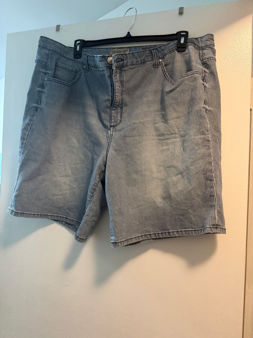 Light Blue Pinstripe Women's Bermuda Shorts